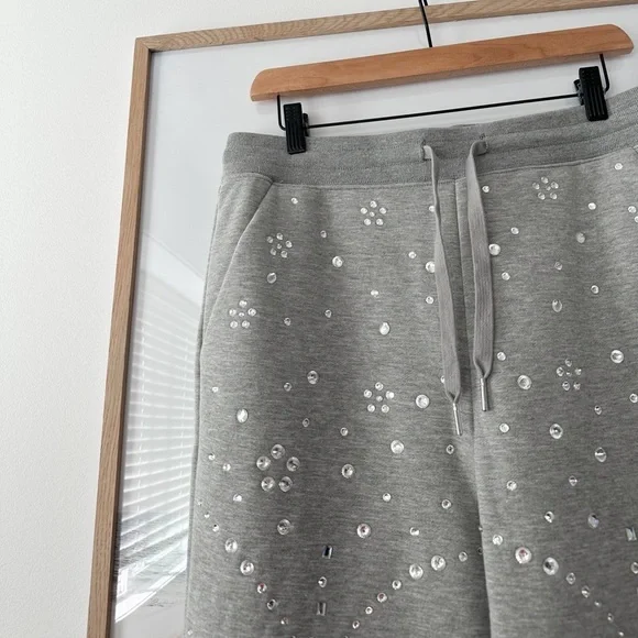 CYNTHIA ROWLEY Rhinestone Embellished Grey Sweatpants - Picture 10 of 15